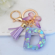 Exquisite Initial Blue Shiny Resin Keychain