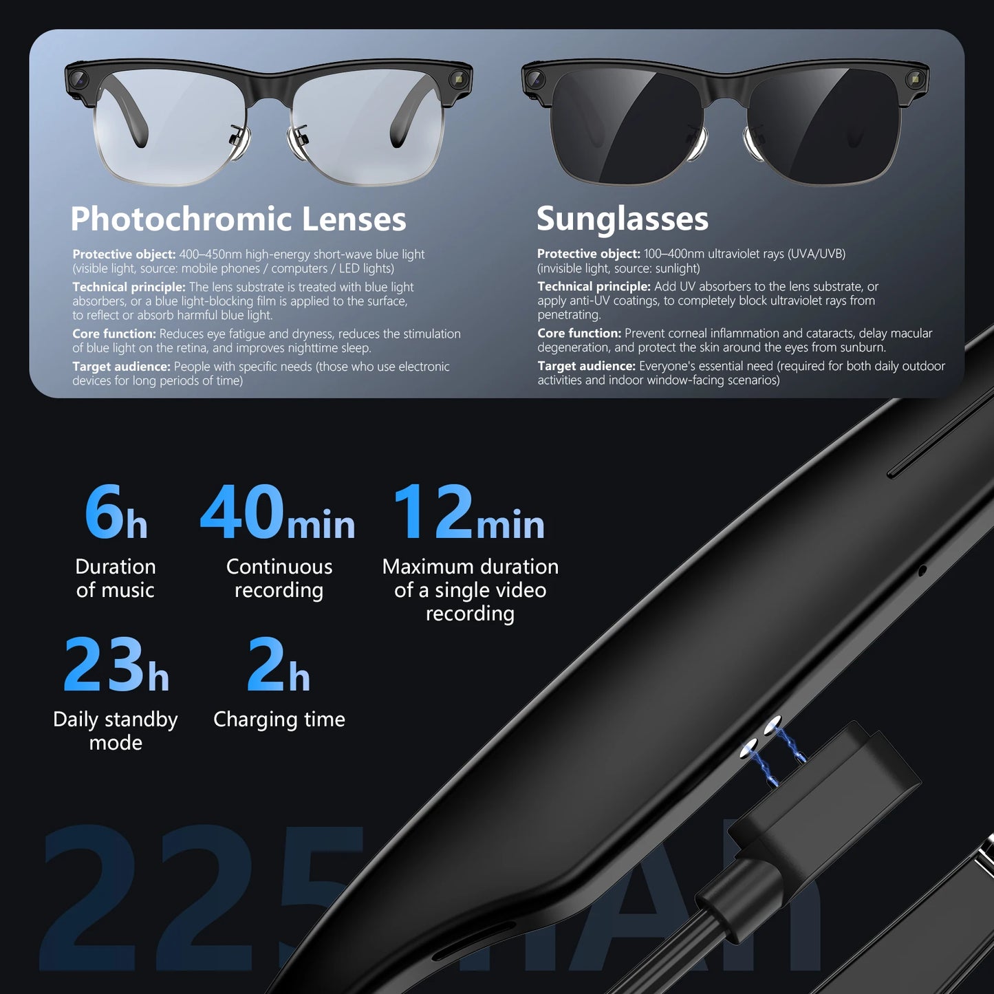 Blackview BV200 Smart AI Glasses with 8MP 4K Camera & AI Translation