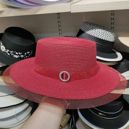 Woolen Rhinestone Solid Color Basin Hat