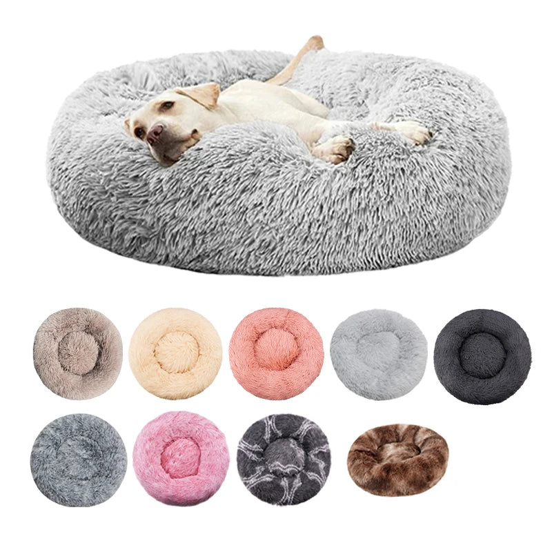 Round Warm Plush Washable Pet Bed