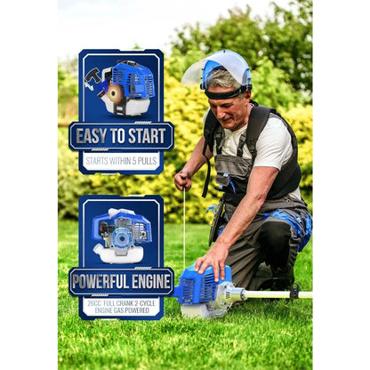 26cc Gas Powered 3 in 1 String Trimmer/Edger 17'' with 10'' Brush Cutter & Shoulder Strap