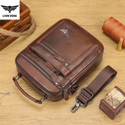 LION VERA Men's Genuine Leather Shoulder Bag & Crossbody Purse