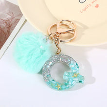 Letter Key Pendant With Green Fluffy Pompom