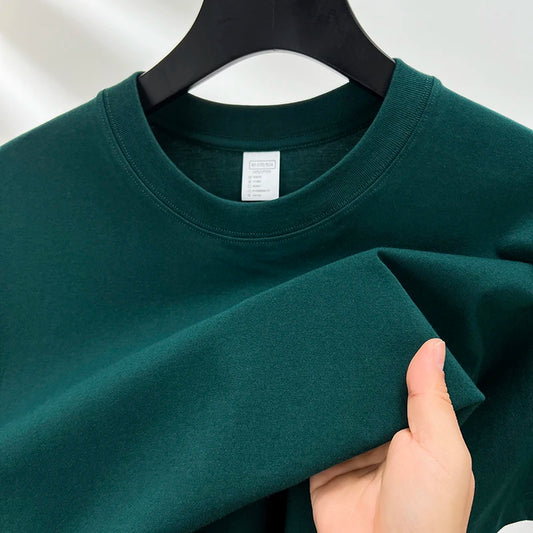 Men's 100% Cotton Solid Color Casual Short-Sleeve T-Shirt
