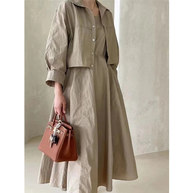 REALEFT Women's 2-Piece Short Jacket & Tank Dress Set
