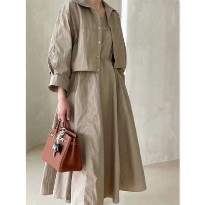 REALEFT Women's 2-Piece Short Jacket & Tank Dress Set