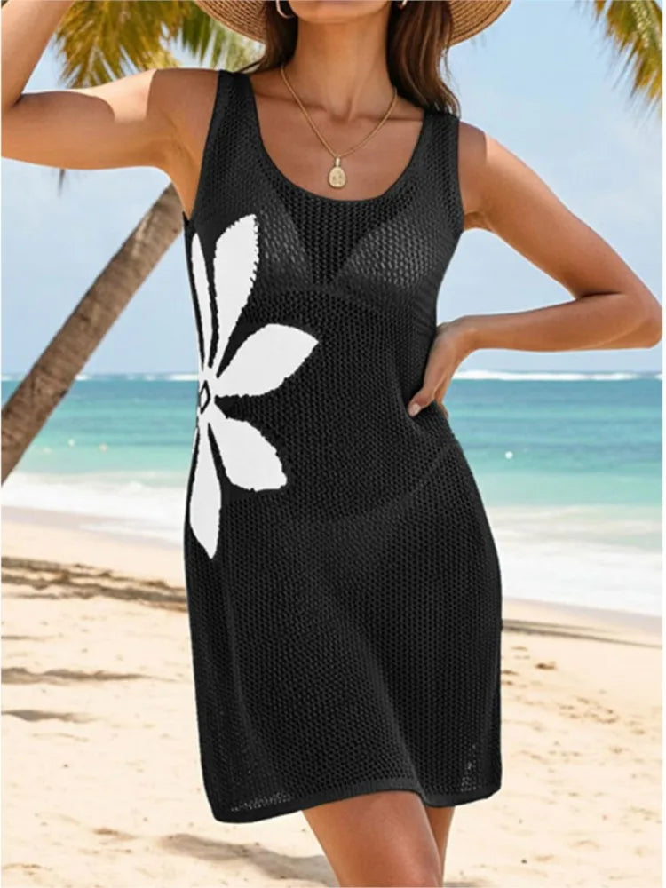 Knit O-Neck Sleeveless Bikini Cover-Ups
