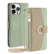 Crossbody Leather Zipper Wallet Case for iPhone Flip Mirror Cover Long Lanyard
