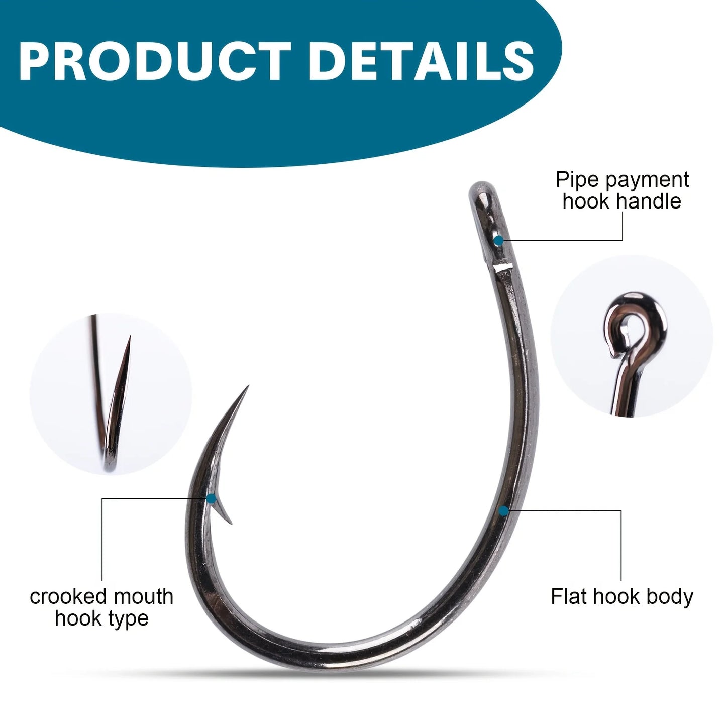 Goture 100pcs High Carbon Steel Circle Fishing Hooks