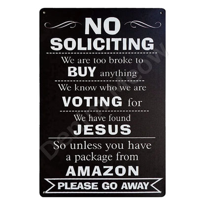 Funny No Soliciting Vintage Metal Tin Sign