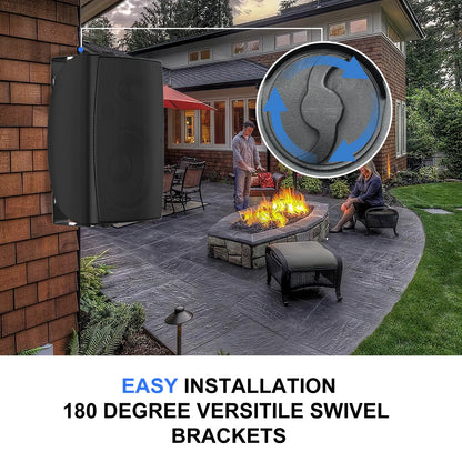 Herdio 5.25" Waterproof Outdoor Speakers with Swivel Wall Mounts