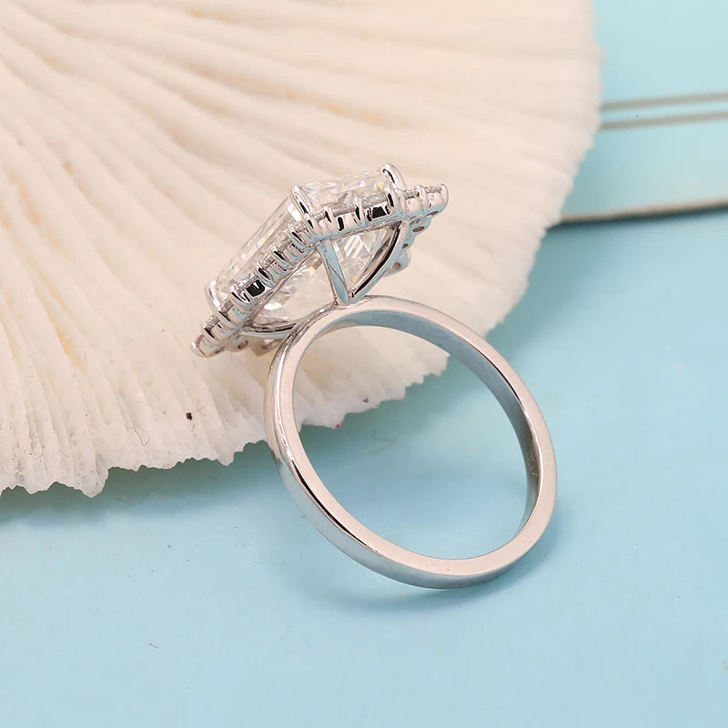 7CT Emerald Cut Lab Grown Diamond Engagement Ring Set – IGI Certified 14K Gold Bridal Set