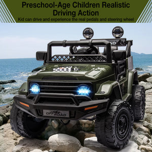 12V Ride On Truck with Remote Control Spring Suspension Bluetooth Connectivity and Led Lights
