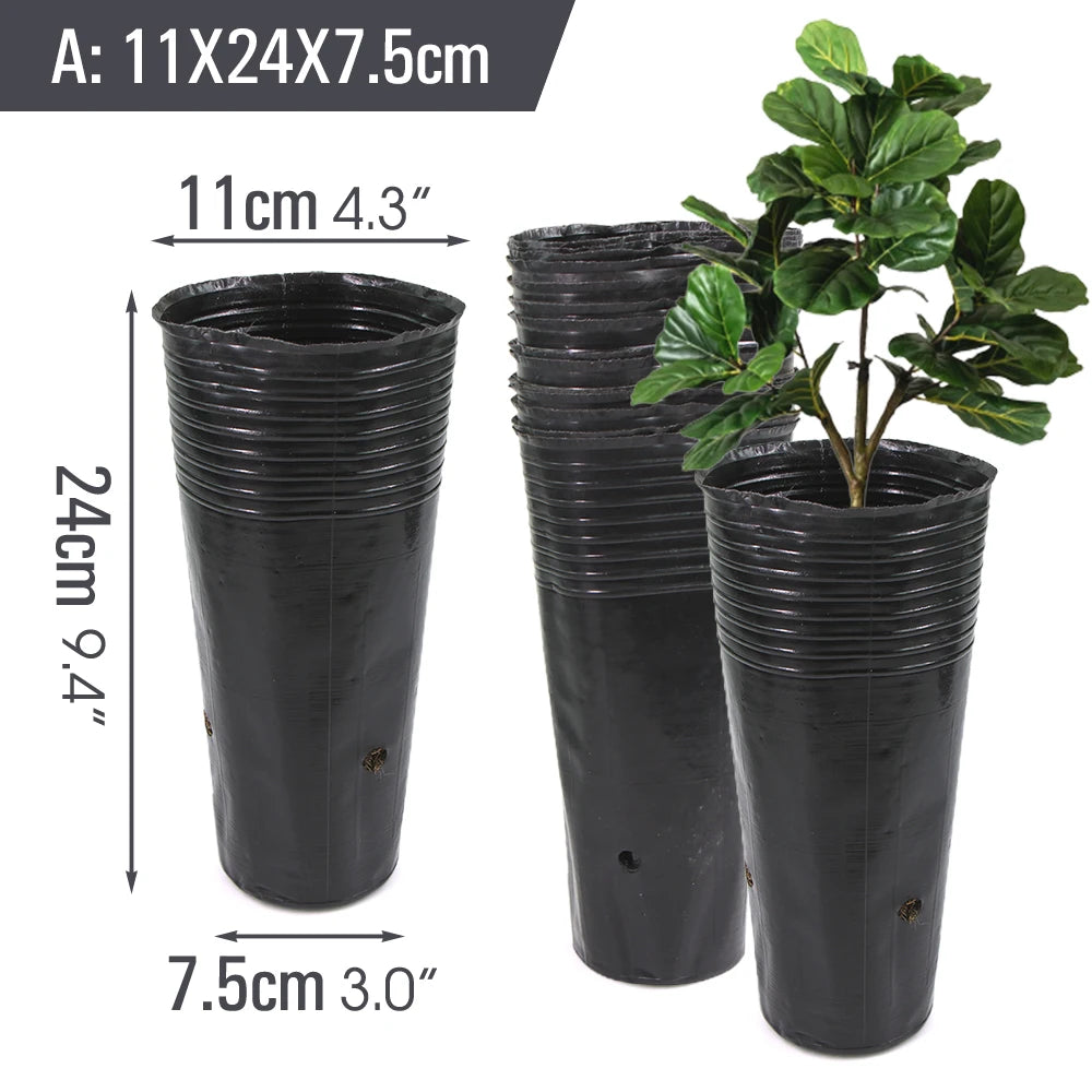 Tall Plastic Deep Nursery Tree Pots with Drainage Holes