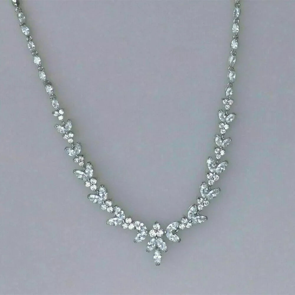 10CTW Marquise & Round Cut Lab Grown Diamond Circle Pendant Necklace (14K White Gold / Platinum)