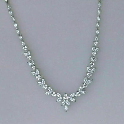 10CTW Marquise & Round Cut Lab Grown Diamond Circle Pendant Necklace (14K White Gold / Platinum)