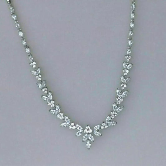 10CTW Marquise & Round Cut Lab Grown Diamond Circle Pendant Necklace (14K White Gold / Platinum)