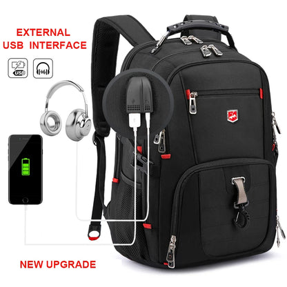 SWISTSNGR Men's Anti-Theft Laptop Backpack - Water-Repellent Business & Travel Rucksack with USB Charging Port