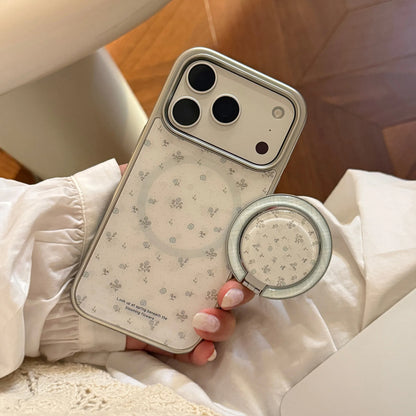 INS Floral Border With Magnetic Holder Shockproof Phone Case for iPhone