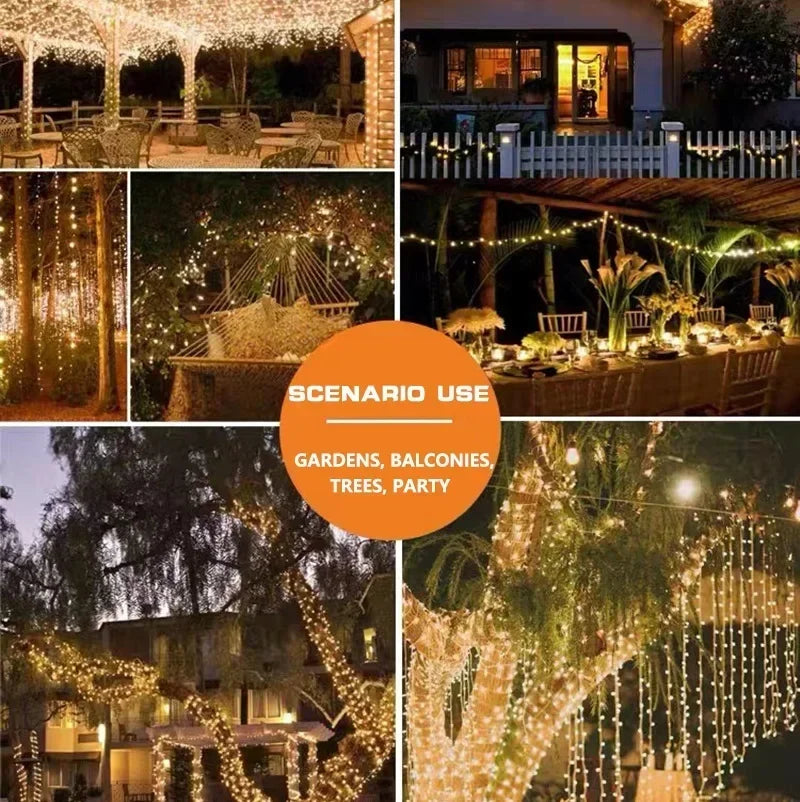 Outdoor Solar LED String Lights - Waterproof Copper Wire Garland