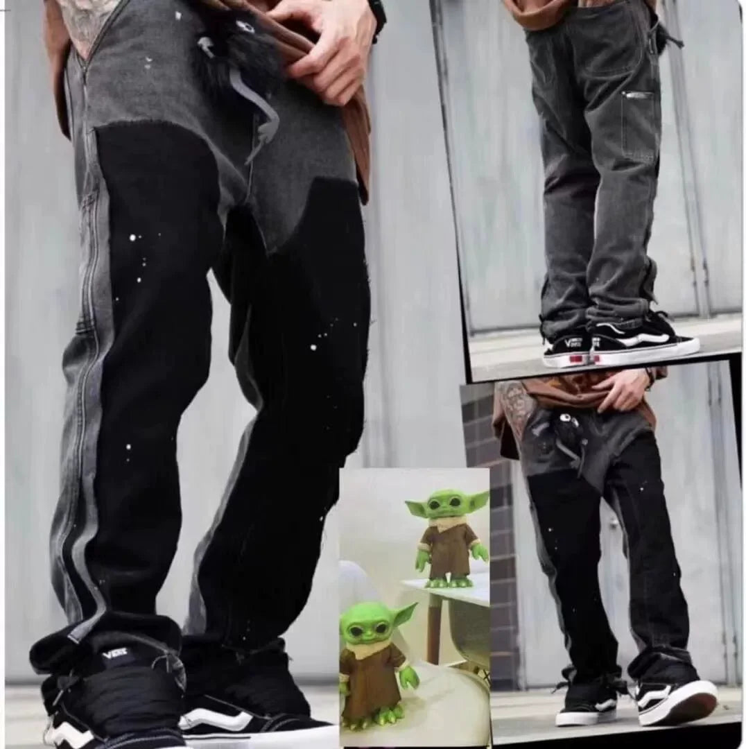 Distressed Vibe Bell Bottom Clean Fit Woodworking Jeans