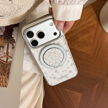 INS Floral Border With Magnetic Holder Shockproof Phone Case for iPhone