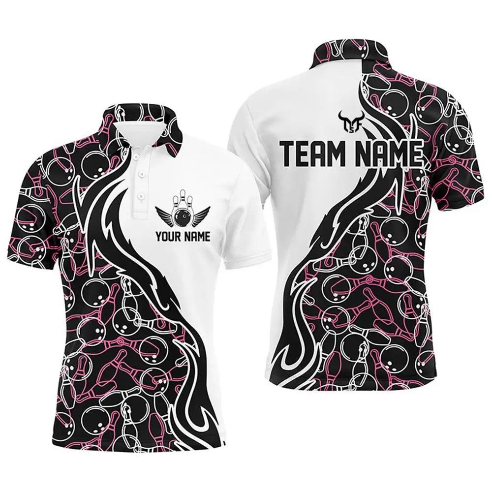 Men's Custom Name Bowling Graphic Polo Shirt