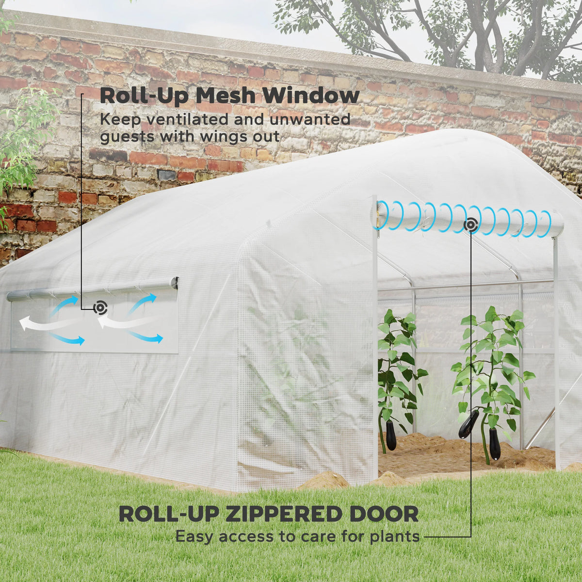 Outsunny 13' x 10' Arch Walk-In Greenhouse with Mesh Windows