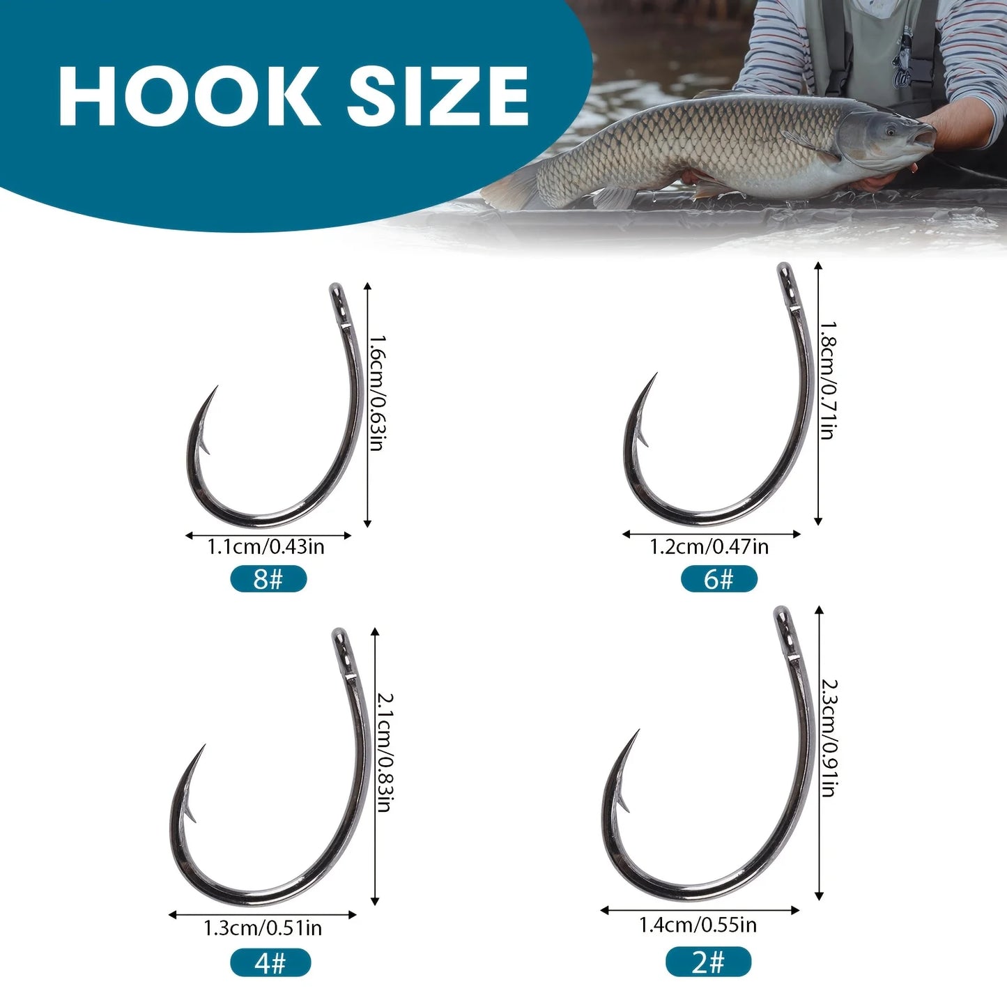 Goture 100pcs High Carbon Steel Circle Fishing Hooks