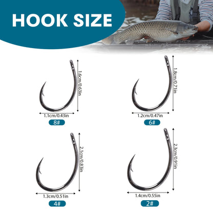 Goture 100pcs High Carbon Steel Circle Fishing Hooks