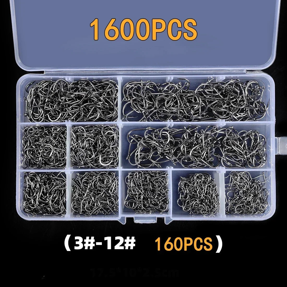 Carbon Steel Barbed Circle Fishing Hooks Set (Sizes 3#–12#)