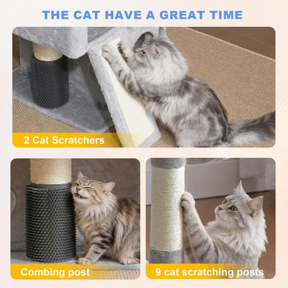 71.5" Multi-Level Cat Tree Tower with Extra Large Platform, Condos & Hammocks