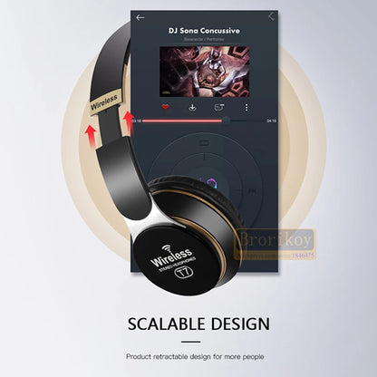 Foldable Wireless Bluetooth Headphones with SD Card Slot & Mic