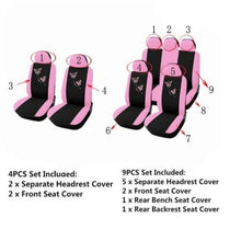 4/9pcs Set Pink Butterfly Car Seat Covers