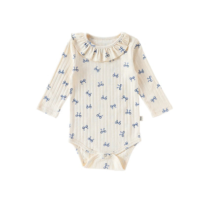 Heart Print Baby Girl 100% Cotton Long Sleeve Romper