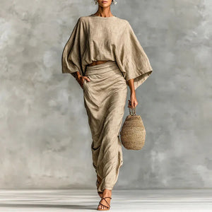 Long Sleeve Turtleneck Top + Maxi Skirt Set
