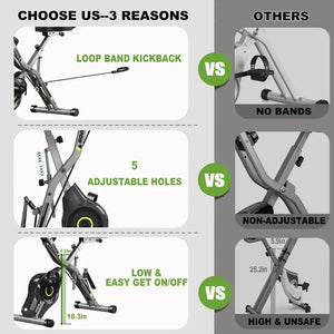 5 in 1 Foldable Stationary Bike 16-Level Adjustable Magnetic Resistance