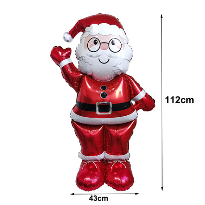 Large Santa Claus Foil Balloons & Christmas Tree Gift Box Decor