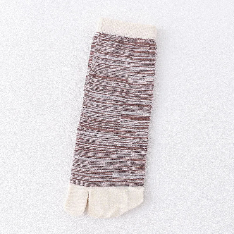 Unisex Retro Striped Cotton Tabi Split-Toe Socks (5-Pack)