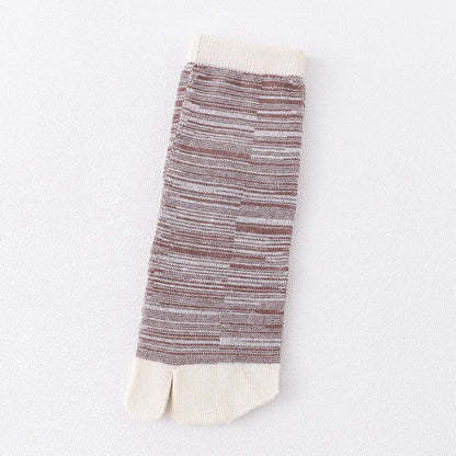 Unisex Retro Striped Cotton Tabi Split-Toe Socks (5-Pack)