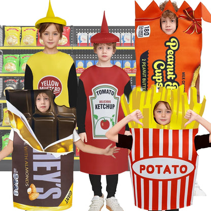 Funny Food & Snack Character Kids Cosplay Costume - French Fries & Candy Dress Up
