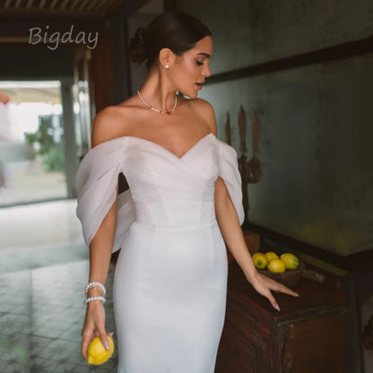 Elegant Mermaid Off The Shoulder Open Back Bridal Gown