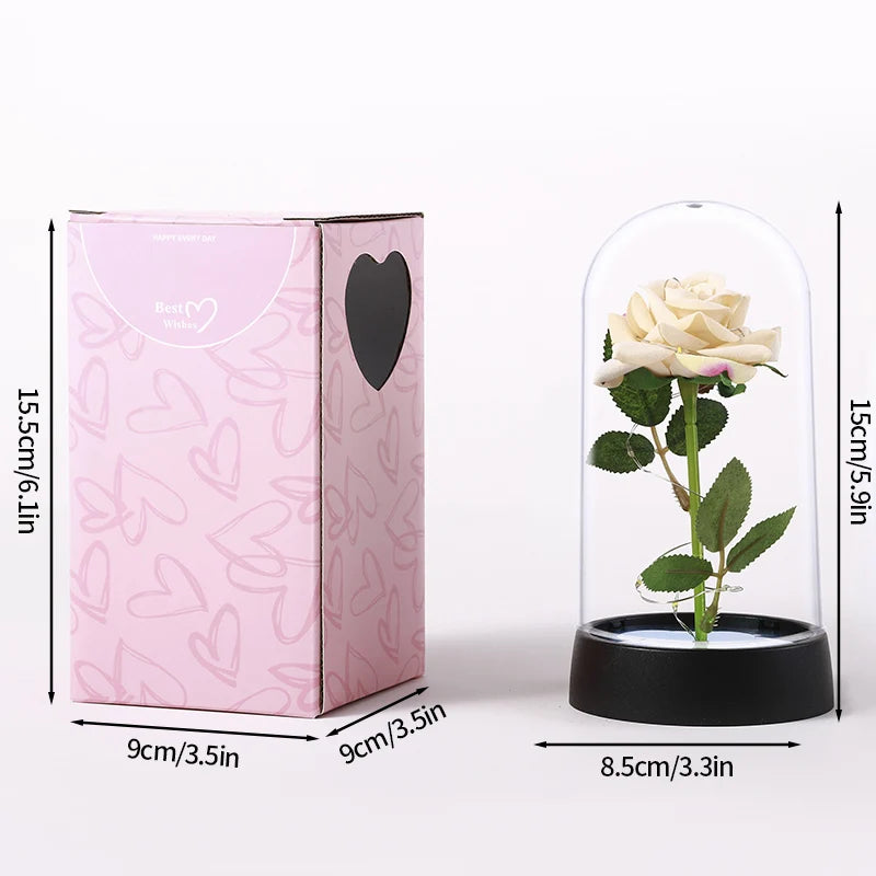Artificial Eternal Rose LED Light in Glass Cover