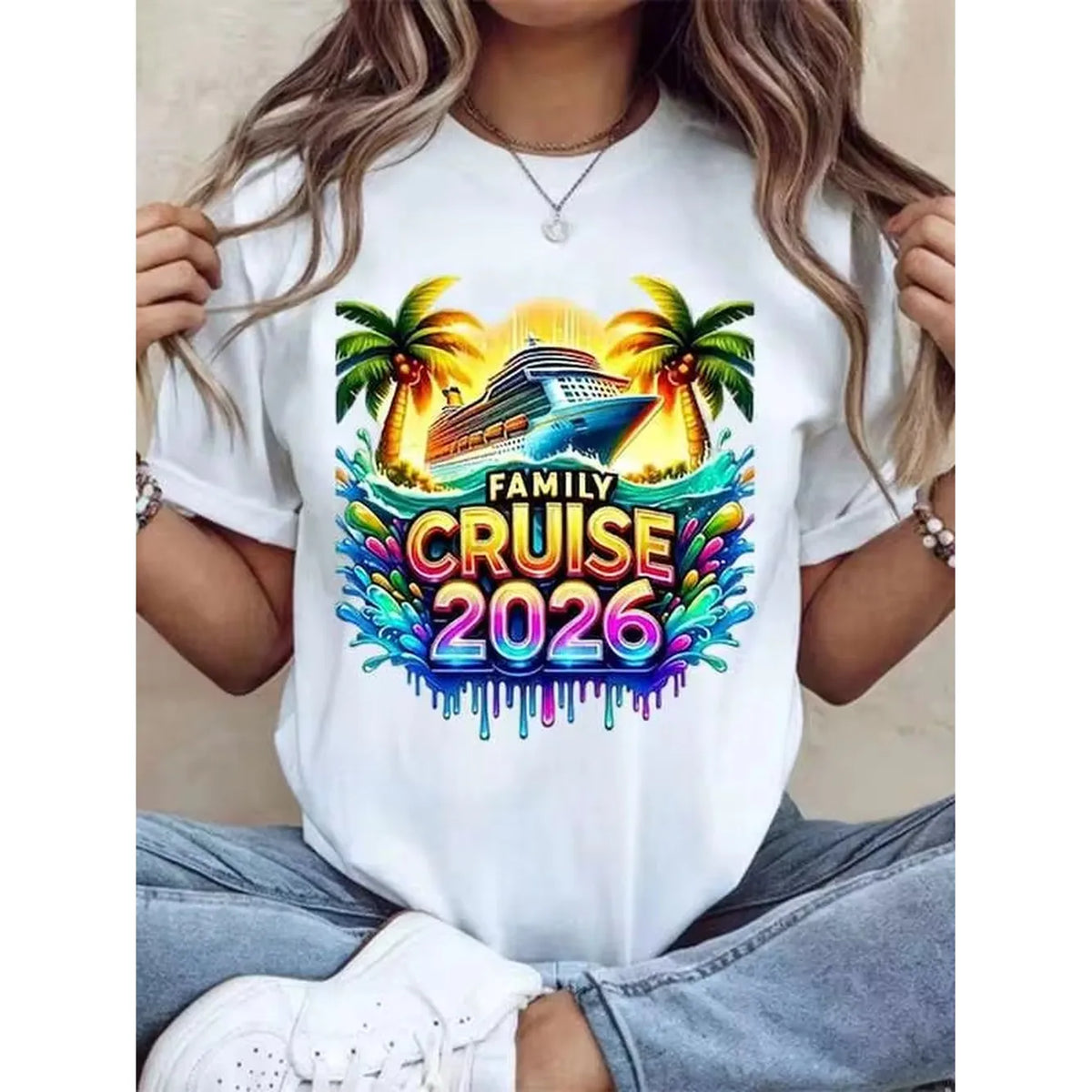 Family Cruise 2026 Cotton T-Shirt – Summer Vacation Unisex Crewneck Tee