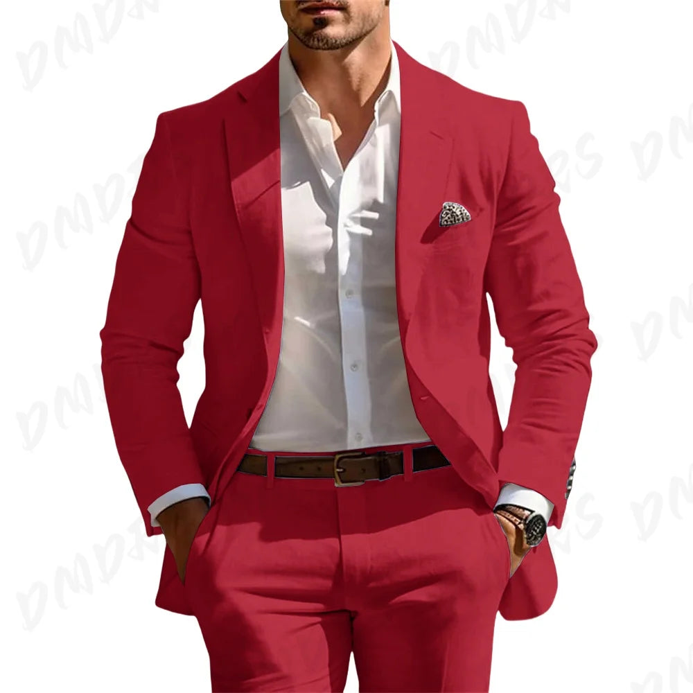 Men’s Formal Slim-Fit Suit Set – Premium Single-Breasted Wedding & Business Tuxedo