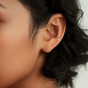 925 Sterling Silver Heart Flat Push-Back Zircon Piercing Stud Earrings