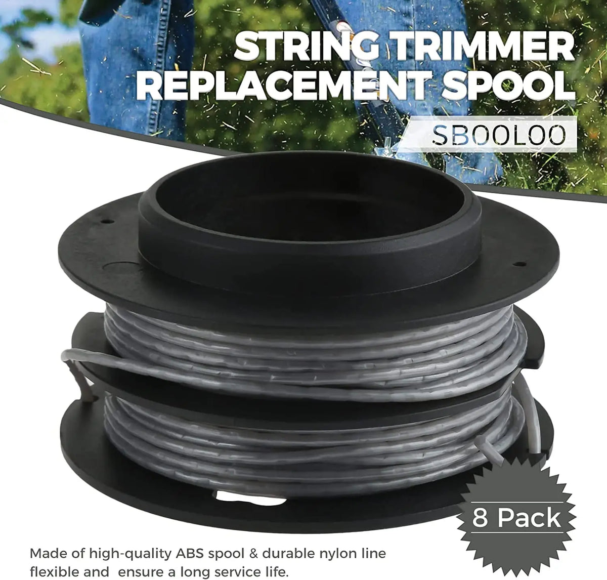 8-Pack Commercial-Grade String Trimmer Spool & Line Replacement Set