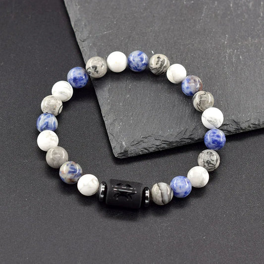 12 Zodiac Sign Natural Bead Bracelet for Men & Women