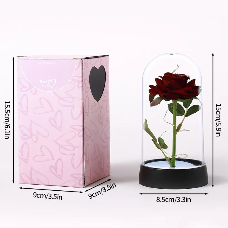 Artificial Eternal Rose LED Light in Glass Cover