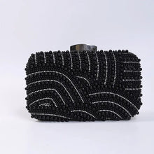 Elegant Fashionable Beaded Clutch Bag with Long Chain